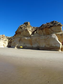 Colorful rock cliffs of the Algarve in Portugal