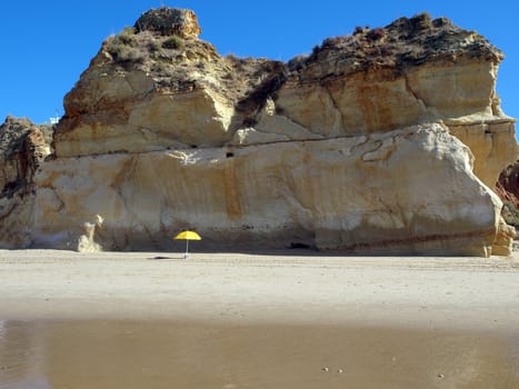 Colorful rock cliffs of the Algarve in Portugal