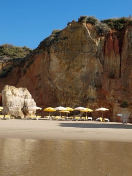 Colorful rock cliffs of the Algarve in Portugal
