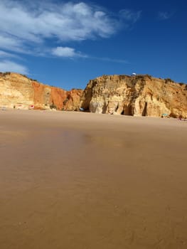 Colorful rock cliffs of the Algarve in Portugal