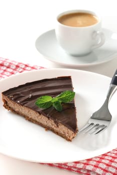 chocolate cheesecake  on plate