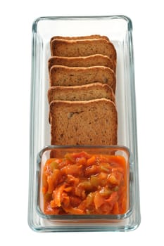 Toasts with vegetables paste