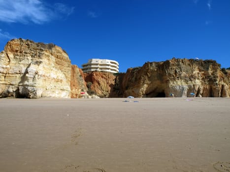 Colorful rock cliffs of the Algarve in Portugal