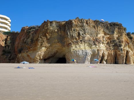 Colorful rock cliffs of the Algarve in Portugal