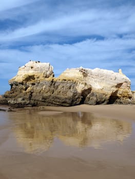 Colorful rock cliffs of the Algarve in Portugal