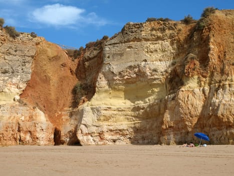 Colorful rock cliffs of the Algarve in Portugal