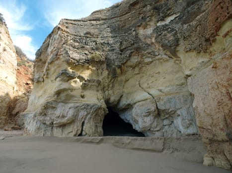 Colorful rock cliffs of the Algarve in Portugal