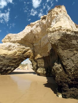 Colorful rock cliffs of the Algarve in Portugal