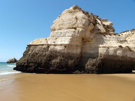 Colorful rock cliffs of the Algarve in Portugal