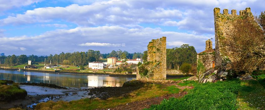 Ruins of two defensive towers at the mouth of Ulla river