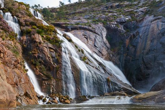 Xallas River is the only river in Europe the falls to the sea. Ezaro, A Coruña, Spain.