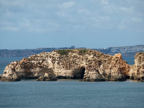 Colorful rock cliffs of the Algarve in Portugal