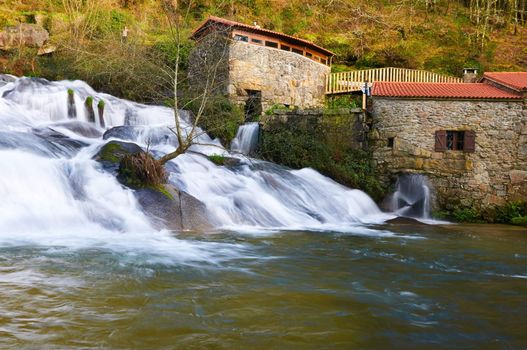 the waterfall of the Barosa River and some watermills