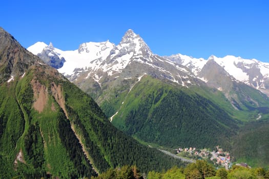 Image of beautiful landscape with Caucasus mountains