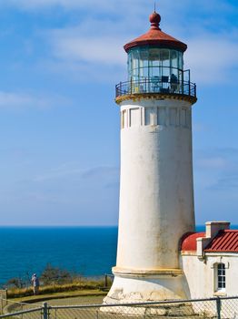 North Head Lighthouse on the Oregon Coast on a Clear, Sunny Day