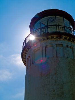 North Head Lighthouse on the Oregon Coast on a Clear, Sunny Day