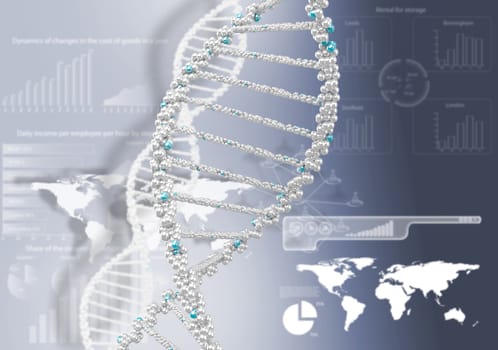 DNA helix against the colored background, scientific conceptual background