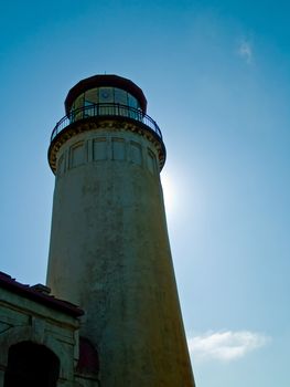 North Head Lighthouse on the Oregon Coast on a Clear, Sunny Day