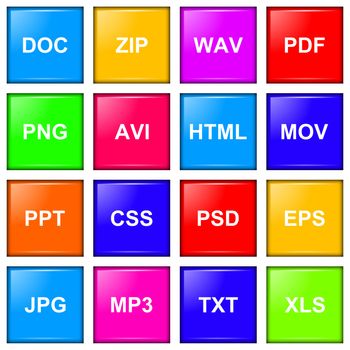 File extension colorful icon series illustration