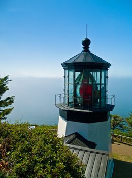 Cape Meares Lighthouse on the Oregon Coast on a Clear, Sunny Day