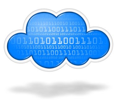 Digital binary blue cloud, cloud computing concept