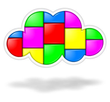 Colorful cloud with empty blank applications buttons illustration