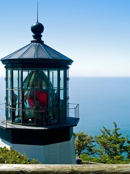 Cape Meares Lighthouse on the Oregon Coast on a Clear, Sunny Day