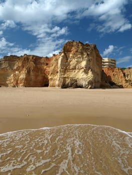 Colorful rock cliffs of the Algarve in Portugal