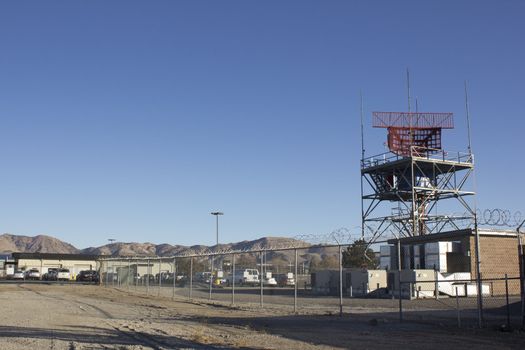 air-traffic control antenna with blue sky background