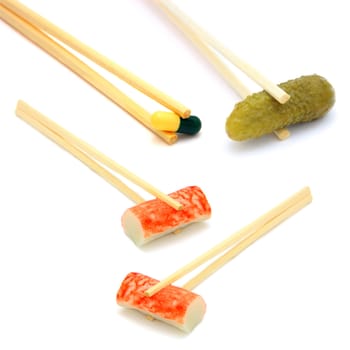 sushi cucumber and tablet on chopstick