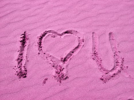 I Love You Written in Pink Sand