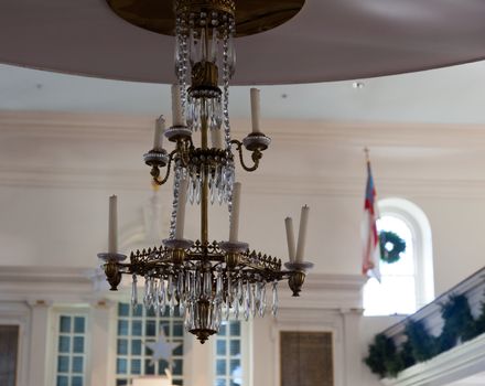Chandelier inside Christ Church in Alexandria. The Church was founded in 1767 and George Washington worshipped there