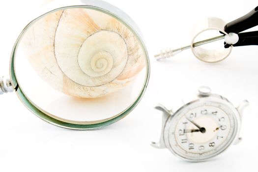 Clock with Magnifier and Compass or Time and Space