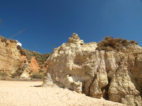Colourful rocks and wonderful sands on the Algarve coast in Portugal