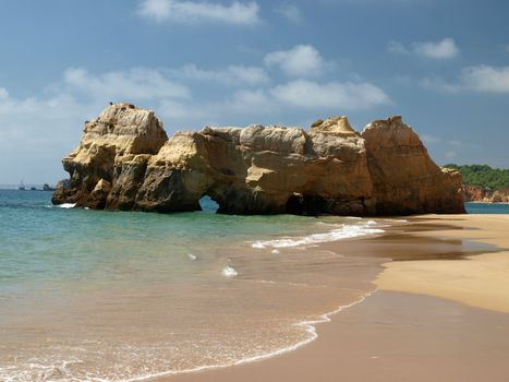 Caves and colourful rock formations on the Algarve coast 