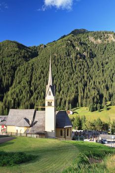 small church in Alba di Canazei,  famuos small town in val di Fassa, Trentino, Italy