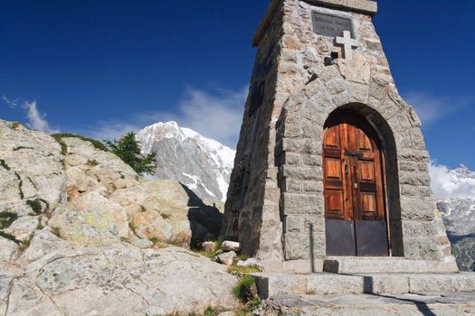 small chapel in Mont Chetif, Courmayeur, Aosta Valley, Italy