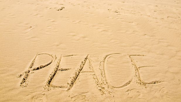 Peace Written in the Sand on a Sunny Day