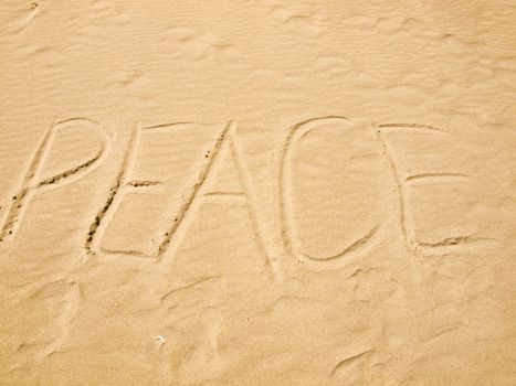 Peace Written in the Sand on a Sunny Day