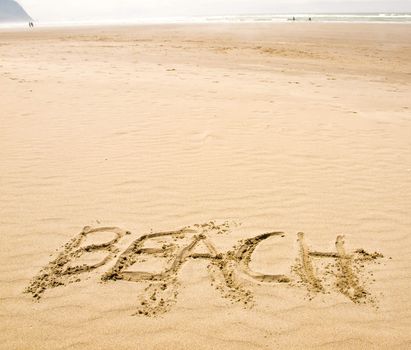 Beach Written in the Sand on a Sunny Day