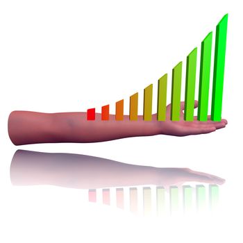 Business Chart in hand, illustration of business concept.