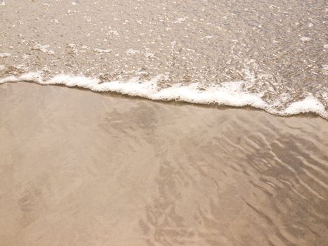 Foamy Ocean Shoreline at a Sunny Beach 