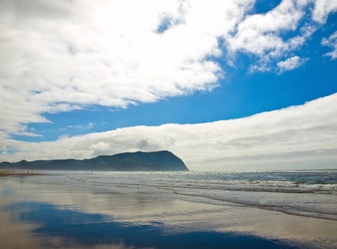 Coastline at the Beach on a Partly Cloudy and Sunny Day