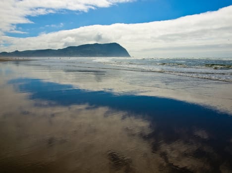 Coastline at the Beach on a Partly Cloudy and Sunny Day