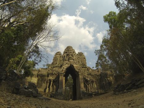 Angkor Thom East Gate known as the death gate in Angkor Cambodia