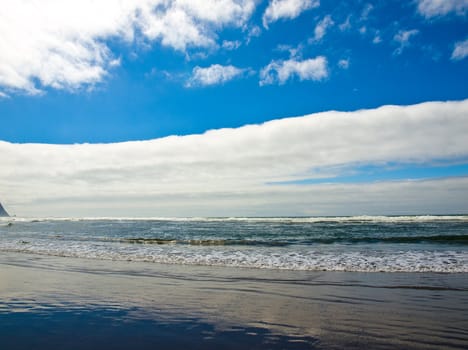 Coastline at the Beach on a Partly Cloudy and Sunny Day