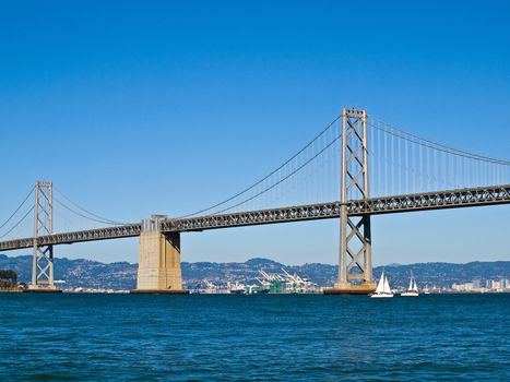 San Francisco Bay Bridge on a Clear Day with a Bright Blue Sky