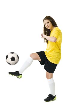 Soccer Woman isolated on white background