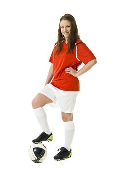 Soccer Woman isolated on white background