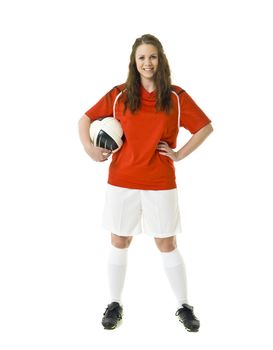 Soccer Woman isolated on white background